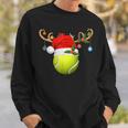 Tennis Player Reindeer Santa Hat Tennis Ball Christmas Sweatshirt Gifts for Him