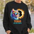 Texas Total Solar Eclipse 2024 Cat Solar Eclipse Glasses Sweatshirt Gifts for Him