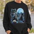 Three Wolf Howling And Moon Sweatshirt Gifts for Him