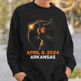 Total Solar Eclipse 2024 Arkansas Cat Lover Wearing Glasses Sweatshirt Gifts for Him