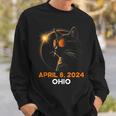 Total Solar Eclipse 2024 Ohio Cat Lover Wearing Glasses Sweatshirt Gifts for Him