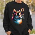Total Solar Eclipse Cat 2024 Colorful With Eclipse Glasses Sweatshirt Gifts for Him