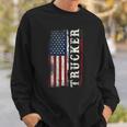 Trucker Truck Driver American Usa Flag Vintage Trucker Sweatshirt Gifts for Him
