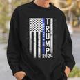 Trump 2024 Back The Blue American Flag Blue Line 4Th Of July Sweatshirt Gifts for Him