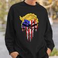 Trump Skull Usa Flag Hair President Sweatshirt Gifts for Him