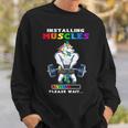 Unicorn Installing Muscles Please Wait Gym Sweatshirt Gifts for Him