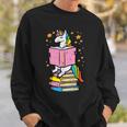 Unicorn Read Reading Book Librarian America Girls Women Sweatshirt Gifts for Him
