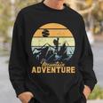 Vintage Adventure Awaits Explore The Mountains Camping Sweatshirt Gifts for Him