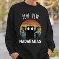 Vintage Black Cat Pew Pew Madafakas Sweatshirt Gifts for Him