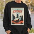 Vintage Chicago Cloud Gate Retro Poster Chicago Landscape Sweatshirt Gifts for Him
