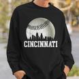 Vintage Cincinnati Skyline City Baseball Met At Gameday Sweatshirt Gifts for Him