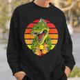 Vintage Dinosaur Eating Hot Dog Food Lover T-Rex Sweatshirt Gifts for Him