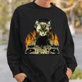 Vintage Dj Cat House Music Cat Music Lover Sweatshirt Gifts for Him