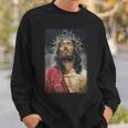 Vintage Face Of Jesus On A Cross With Crown Of Thorns Sweatshirt Gifts for Him