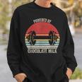 Vintage Retro Powered By Chocolate Milk Weight Lifting Sweatshirt Gifts for Him