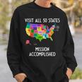Visit All 50 States Map Usa Travel Sweatshirt Gifts for Him