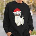 Weihnachtslama Unisex Sweatshirt mit Sonnenbrille & Weihnachtsmütze Geschenke für Ihn