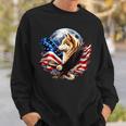 Wolf Bald Eagle American Flag Full Moon New Years Wolf Lover Sweatshirt Gifts for Him