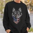 Wolf In Flag Of Usa Bandana Sweatshirt Gifts for Him