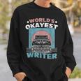 World's Okayest Writer Typewriter Author Sweatshirt Gifts for Him