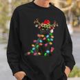Xmas Reindeer Black Cat Christmas Lights Cat Lover Sweatshirt Gifts for Him