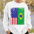 Brazilian American Flag Half Brazil Half Usa Pride Sweatshirt Gifts for Him