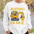 Children's Achtung Ich Bin 2 Jahre Alt 2Nd Birthday Digger Rhino Sweatshirt Geschenke für Ihn