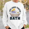 Damen Lustiger Toaster Zitat Live Laugh Toaster Bad Papa Humor Mit-Ausschnitt Sweatshirt Geschenke für Ihn