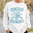 Eat More Fast Food Lustiger Hirsch Jagd Papa Witz Raglan Sweatshirt Geschenke für Ihn