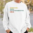 Ehemann Papa Räuchermeister Held Retro Grillmeisterintage Raglan Sweatshirt Geschenke für Ihn