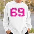 Number 69 Varsity Distressed Vintage Sport Team Player's Sweatshirt Gifts for Him