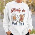 Retro Party In The Usa Beer Hot Dog Lover 4Th Of July Sweatshirt Gifts for Him