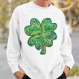 Shamrock Sequin Effect St Patrick's Day Four Leaf Clover Sweatshirt Gifts for Him
