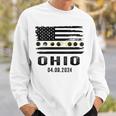Total Solar Eclipse 2024 Totality Ohio Usa American Flag Sweatshirt Gifts for Him