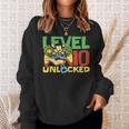 10 Year Old Gamer Gaming 10Th Birthday Level 10 Unlocked Sweatshirt Gifts for Her