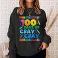 100 Days Of Cray Cray Crayon 100Th Day Of School Boys Girls Sweatshirt Gifts for Her