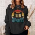 116 Cat Years Old Retro 25Th Birthday Cat Lovers Sweatshirt Gifts for Her