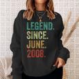 16 Years Old Legend Since June 2008 16Th Birthday Sweatshirt Gifts for Her