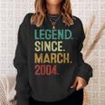 20 Years Old Legend Since March 2004 20Th Birthday Sweatshirt Gifts for Her