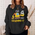 4Th Birthday Four 4Yr Construction Lover 4 Years Old Boy Sweatshirt Gifts for Her