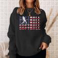 4Th Of July Softball American Flag Vintage Patriotic Sweatshirt Gifts for Her