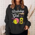 8Th Birthday Softball Player Themed Girls Eight 8 Years Old Sweatshirt Gifts for Her