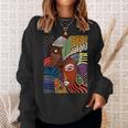 Abstract Brown Skin African American Tribal Mask Black Sweatshirt Gifts for Her
