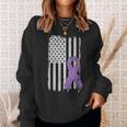 Alzheimers Awareness Usa American Flag Alz Dementia Ribbon Sweatshirt Gifts for Her