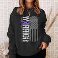 Alzheimers Warrior Vertical American Flag Awareness Ribbon Sweatshirt Gifts for Her