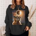 America Totality 04 08 24 Solar Eclipse 2024 Cat Selfie Sweatshirt Gifts for Her