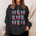 American Flag Boots And Bows 4Th Of July Cowgirl Western Sweatshirt Gifts for Her