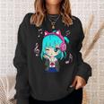 Anime Y Música Chica Para Adolescente Chibi Gráfico Anime Chica Camisa de entrenamiento Regalos para ella