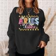 Aries Vibes Zodiac March April Birthday Astrology Groovy Sweatshirt Gifts for Her