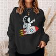 Astronaut und Rakete im Weltraum Sweatshirt, Unisex Schwarz Geschenke für Sie